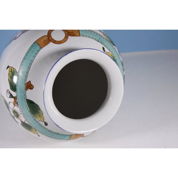 Vintage Chinese Majolica painted vase, hand painted vase with apples, apple - Picture 9 of 10